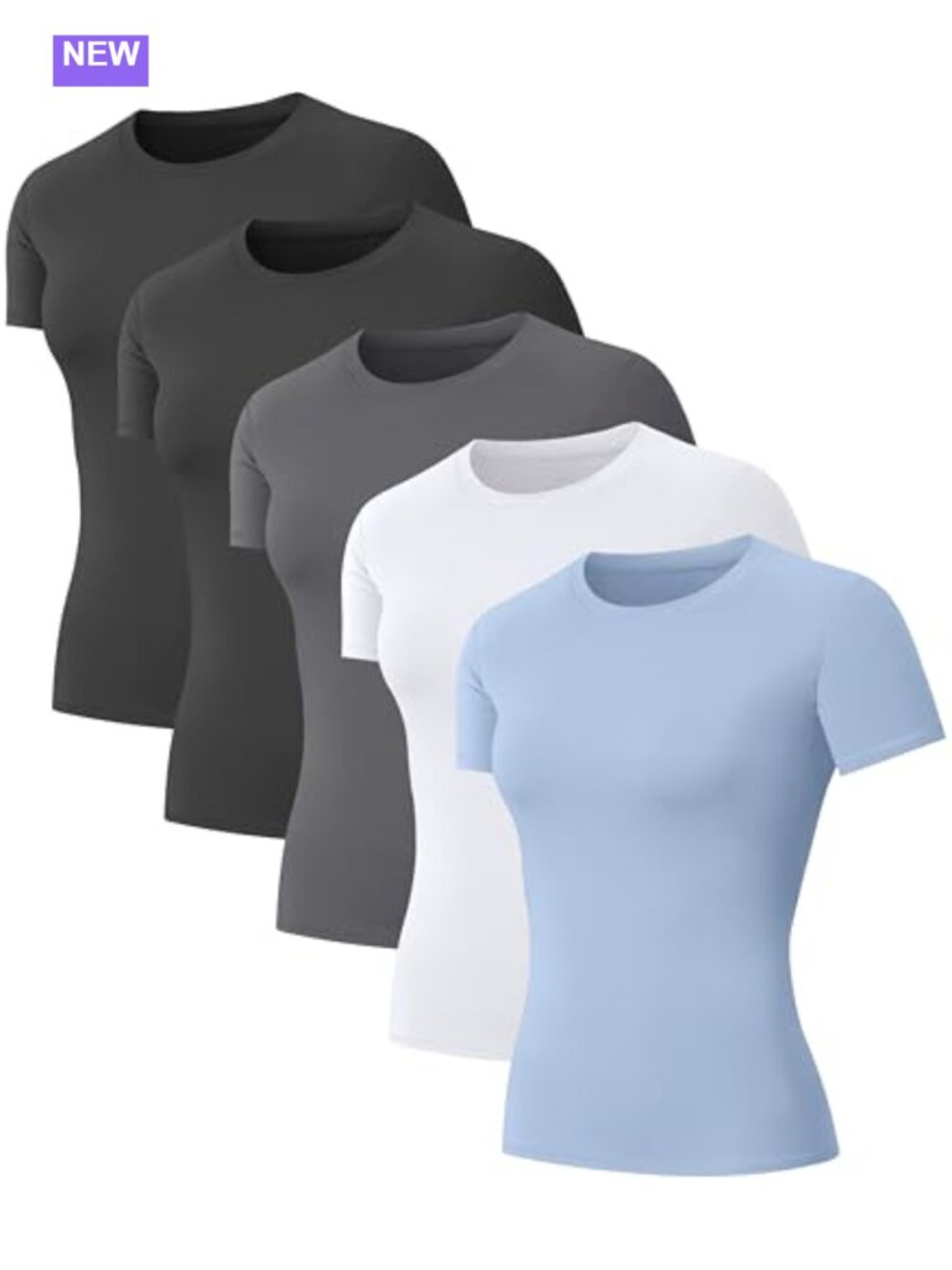 Women's Compression Shirts Short Sleeve Workout Gym Yoga Tops 5 Pack